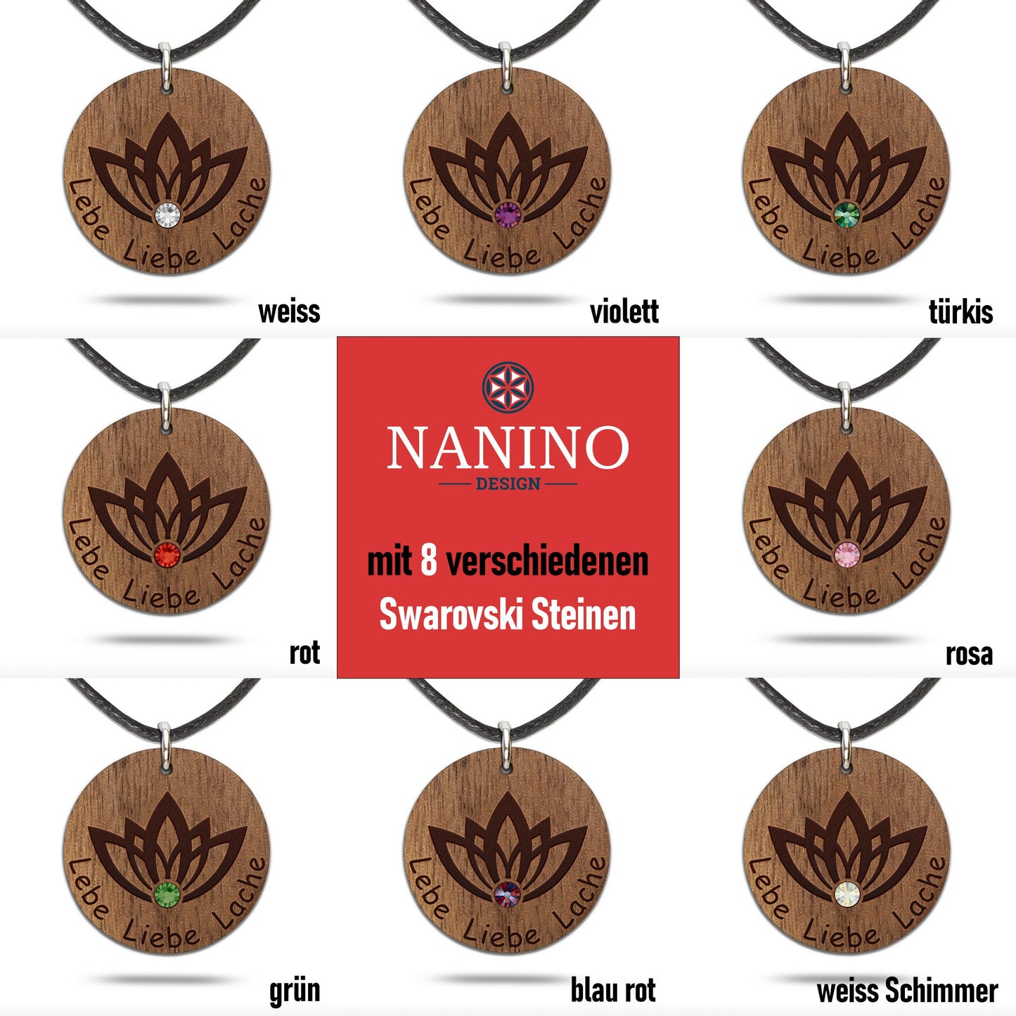 Halskette Lotusblume "Lebe Liebe Lache" - Nanino Design Onlineshop -
