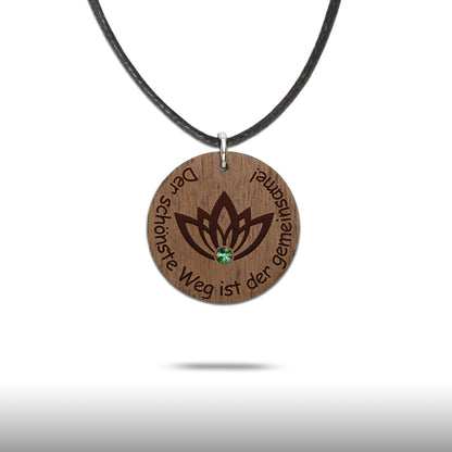 Halskette "Lotusblume" personalisiert, Glitzerstein - Nanino Design Onlineshop -