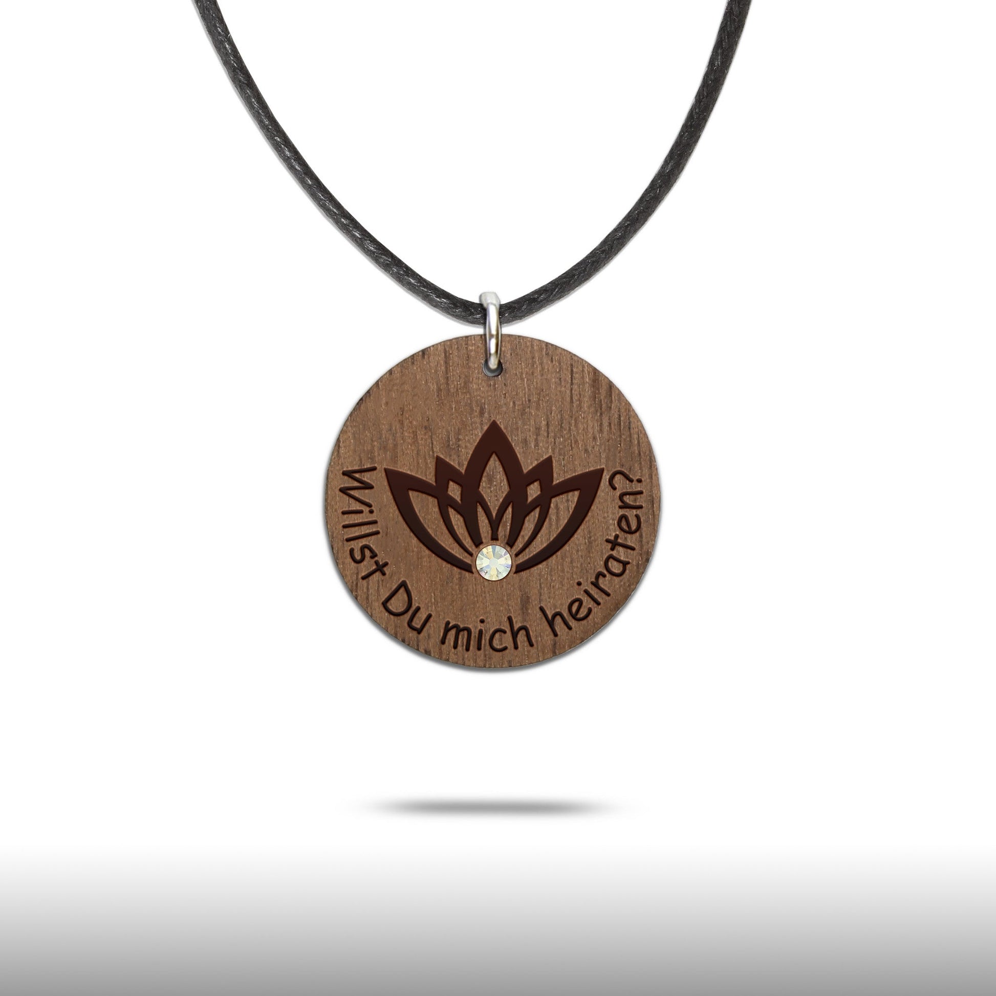 Halskette "Lotusblume" personalisiert, Glitzerstein - Nanino Design Onlineshop -