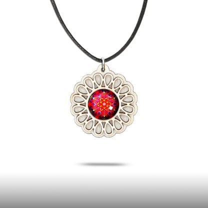 Halskette Mandala "Unendlichkeit" klein aus Holz mit Glasstein - Nanino Design Onlineshop -