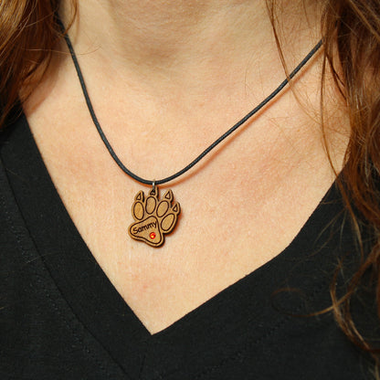Halskette "Pfote mit Kralle" personalisiert, Glitzerstein - Nanino Design Onlineshop -