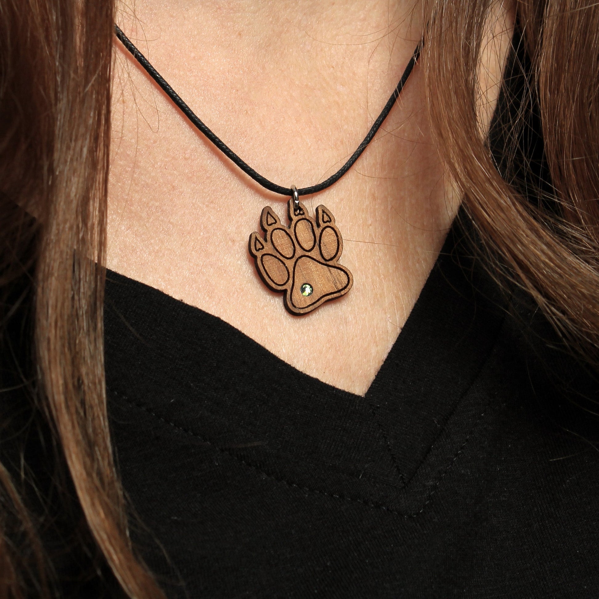 Halskette "Pfote mit Krallen" mit Glitzerstein - Nanino Design Onlineshop -
