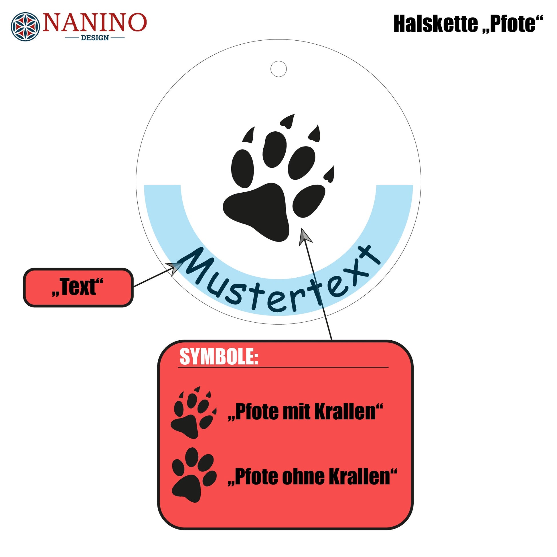 Halskette "Pfote" personalisiert - Nanino Design Onlineshop -