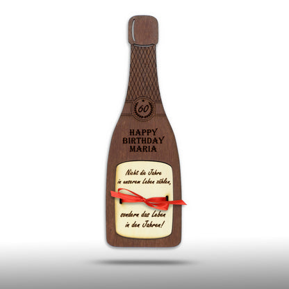 personalisierte Flasche "Geburtstag" aus Holz mit Geldfach | Wandbild | Geldgeschenk - Nanino Design Onlineshop -