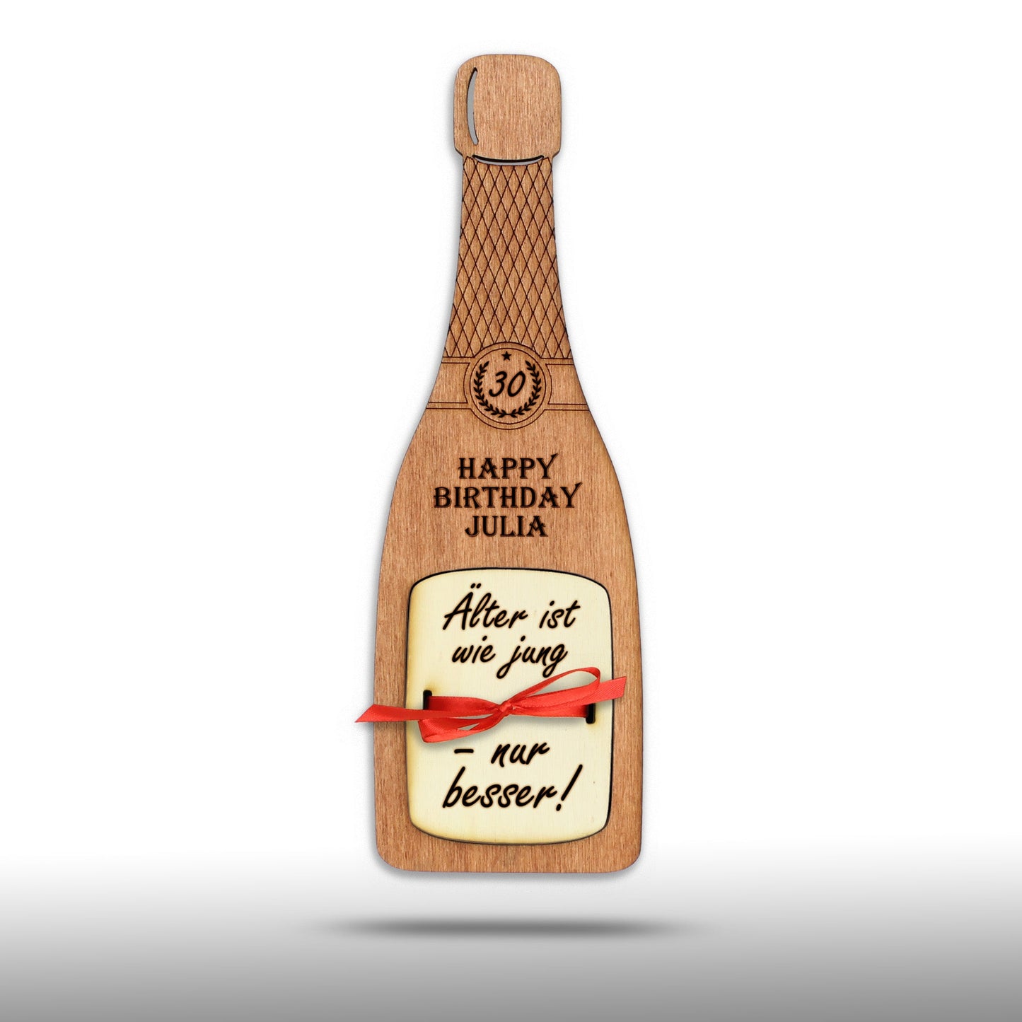 personalisierte Flasche "Geburtstag" aus Holz mit Geldfach | Wandbild | Geldgeschenk - Nanino Design Onlineshop -