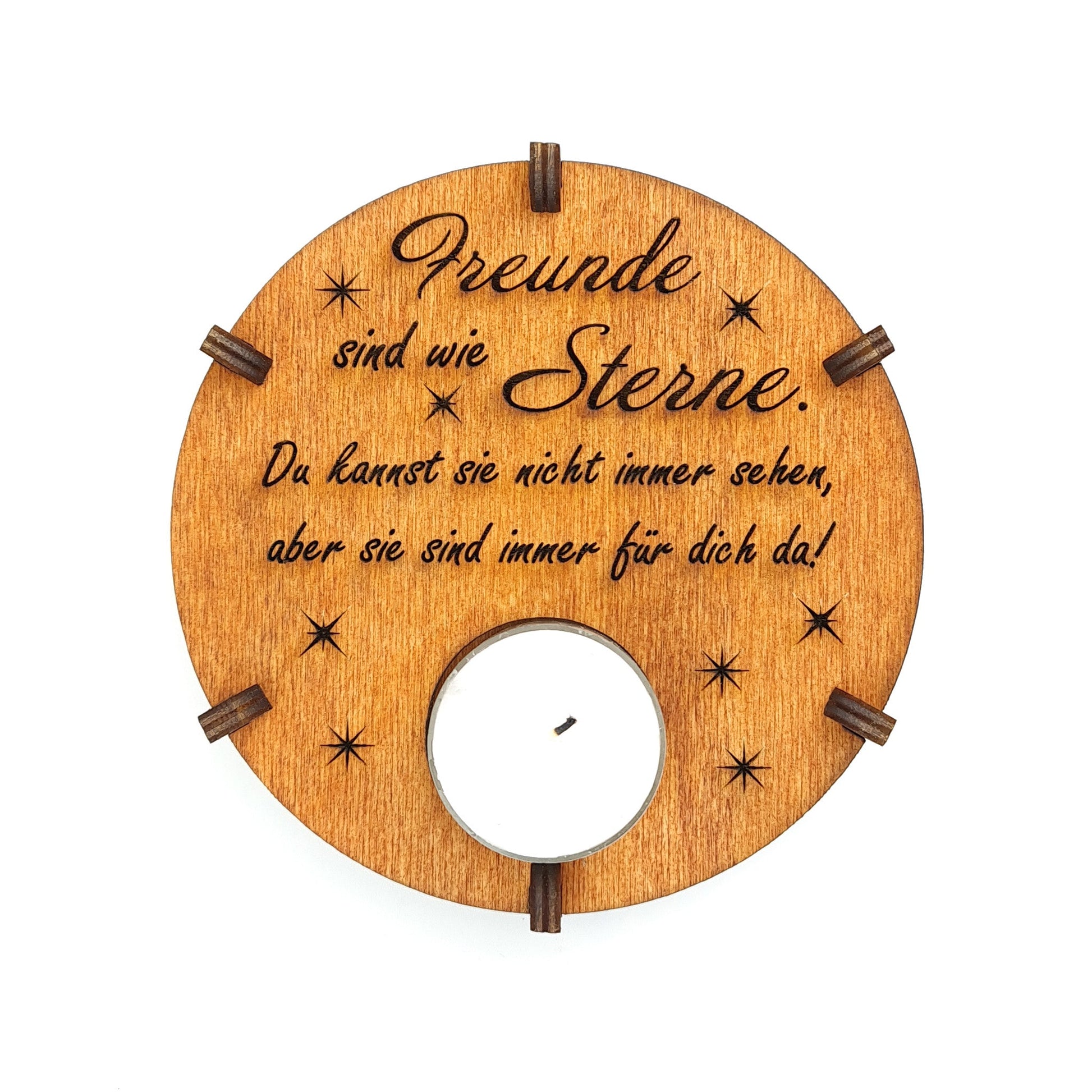 Teelichthalter Spruch "Freunde", Holz - Nanino Design Onlineshop -