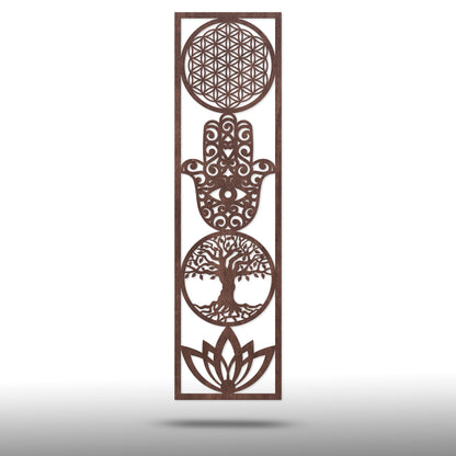 Wandbild "4 Symbole", Hochformat aus Holz - Nanino Design Onlineshop -