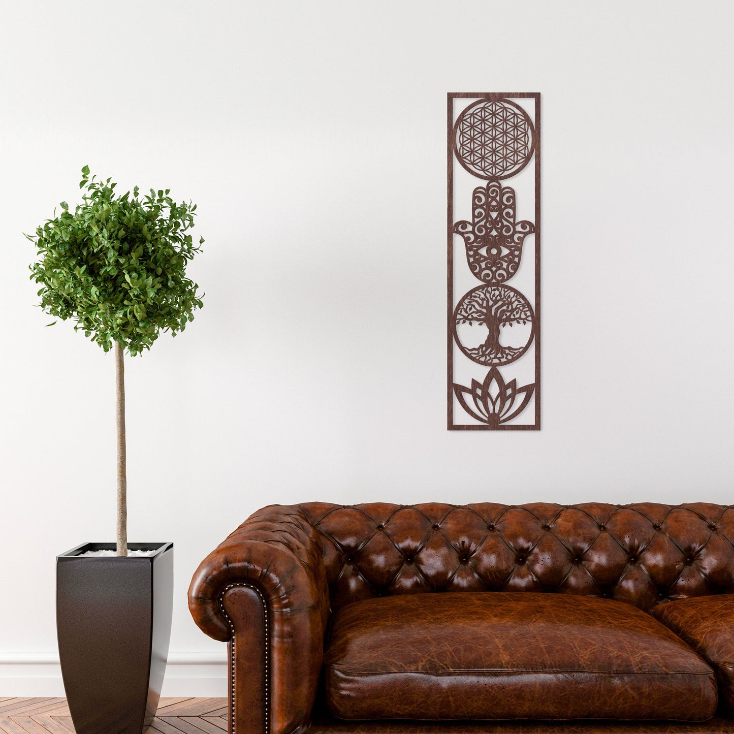 Wandbild "4 Symbole", Hochformat aus Holz - Nanino Design Onlineshop -