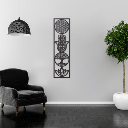Wandbild "4 Symbole", Hochformat aus Holz - Nanino Design Onlineshop -