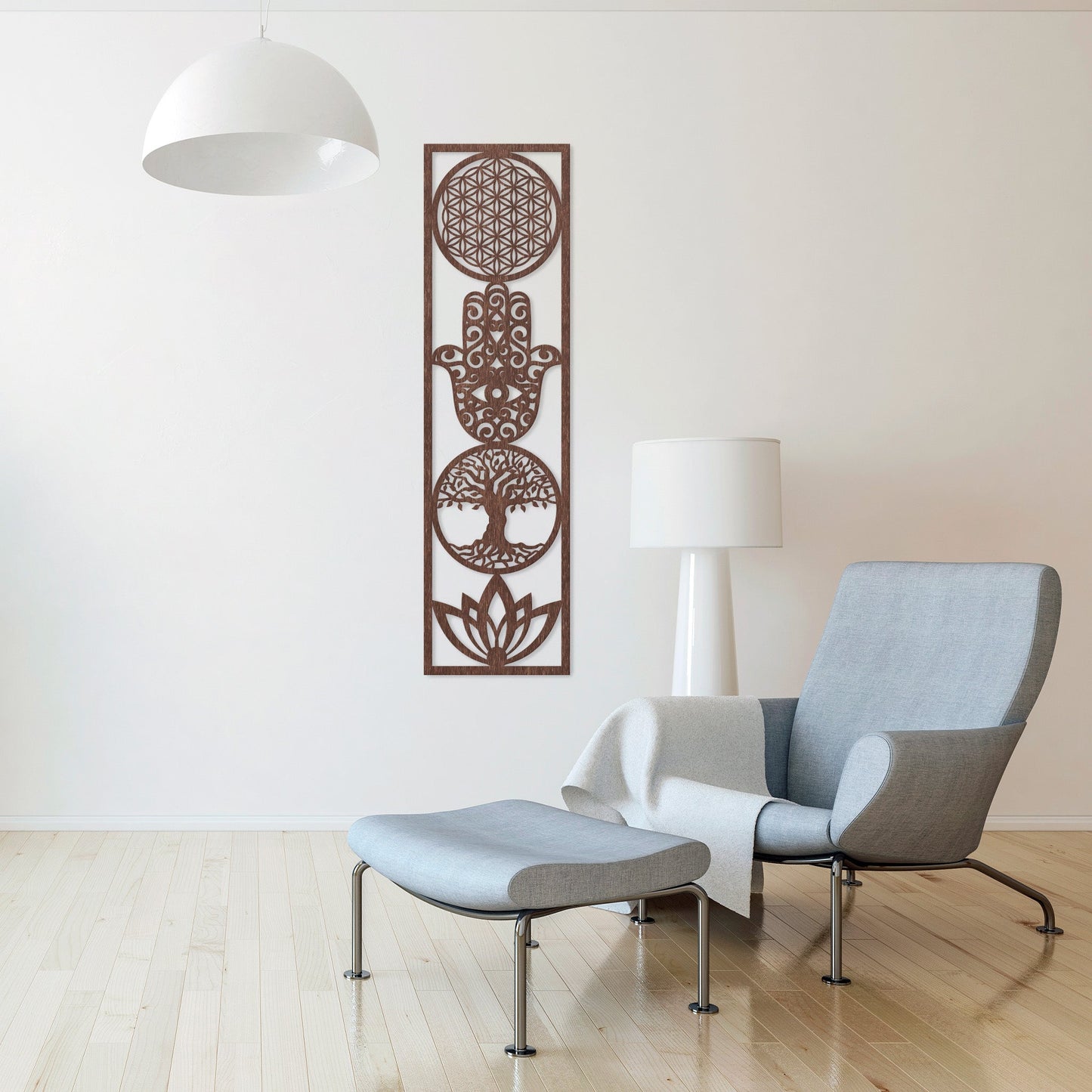 Wandbild "4 Symbole", Hochformat aus Holz - Nanino Design Onlineshop -