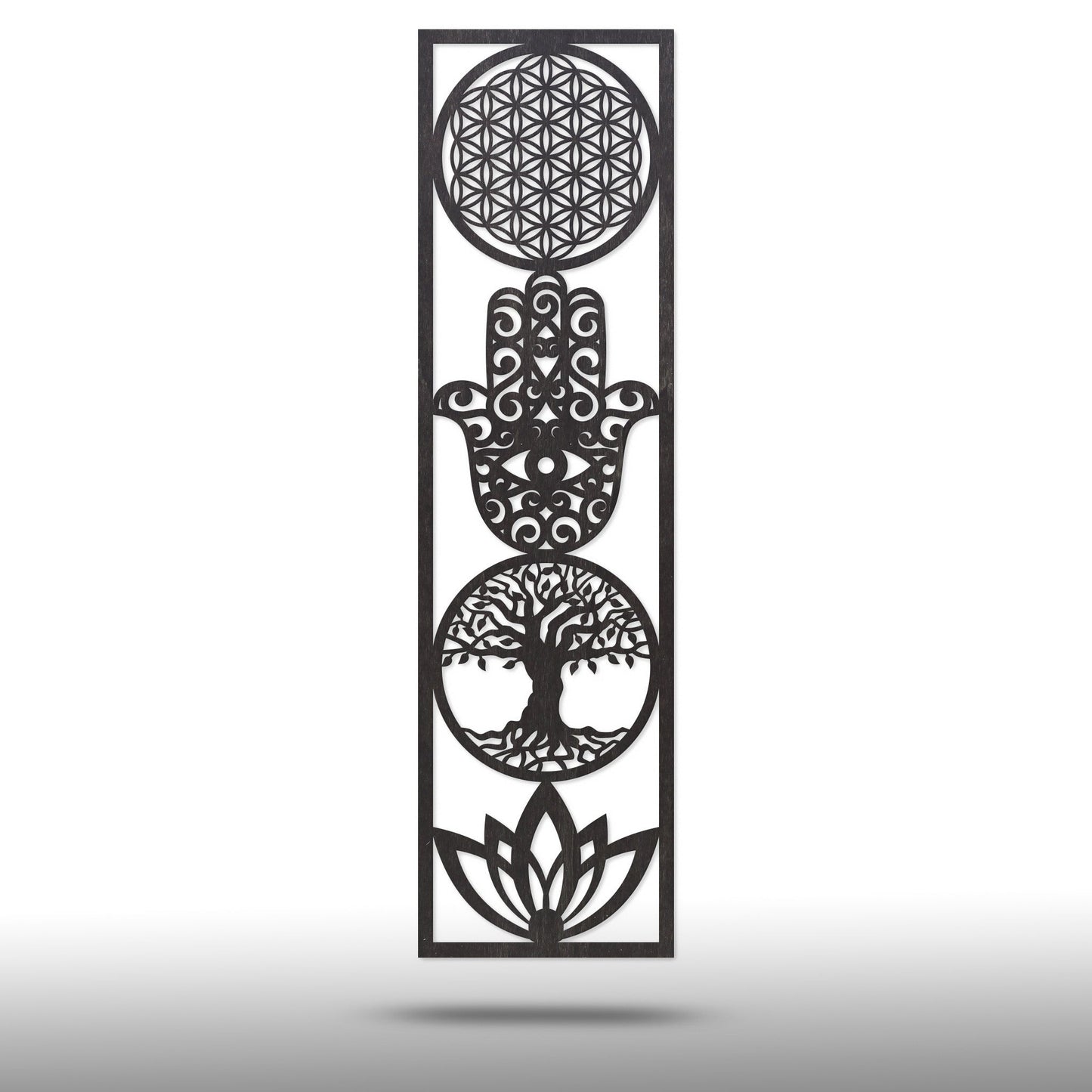 Wandbild "4 Symbole", Hochformat aus Holz - Nanino Design Onlineshop -