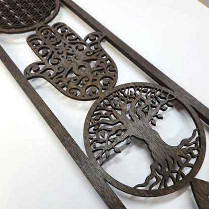 Wandbild "4 Symbole", Hochformat aus Holz - Nanino Design Onlineshop -