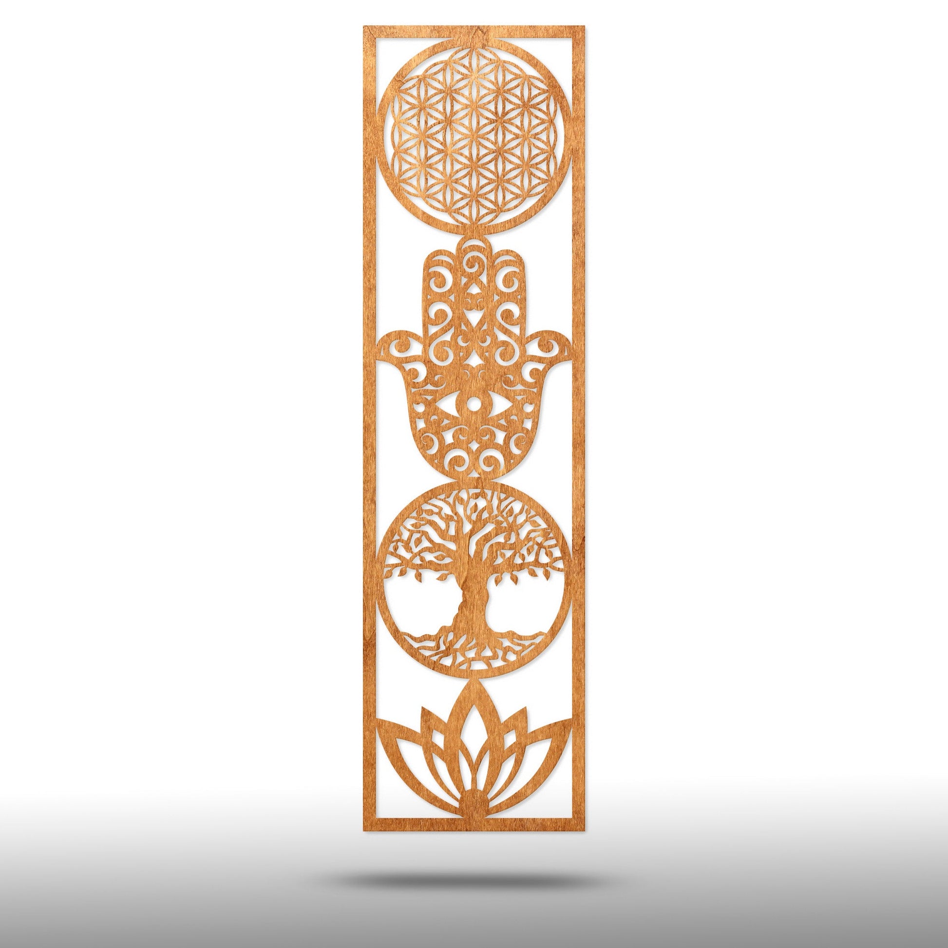 Wandbild "4 Symbole", Hochformat aus Holz - Nanino Design Onlineshop -