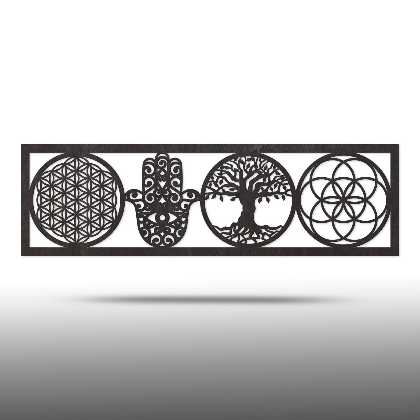 Wandbild "4 Symbole", Querformat aus Holz - Nanino Design Onlineshop -