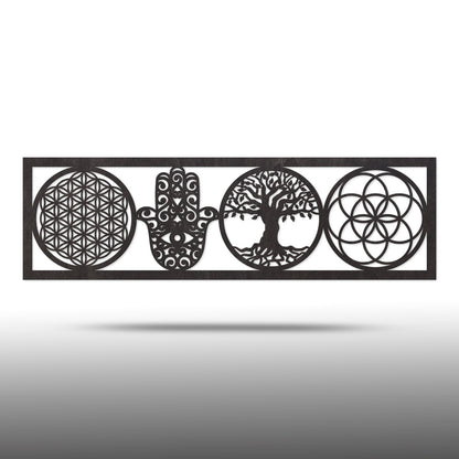 Wandbild "4 Symbole", Querformat aus Holz - Nanino Design Onlineshop -