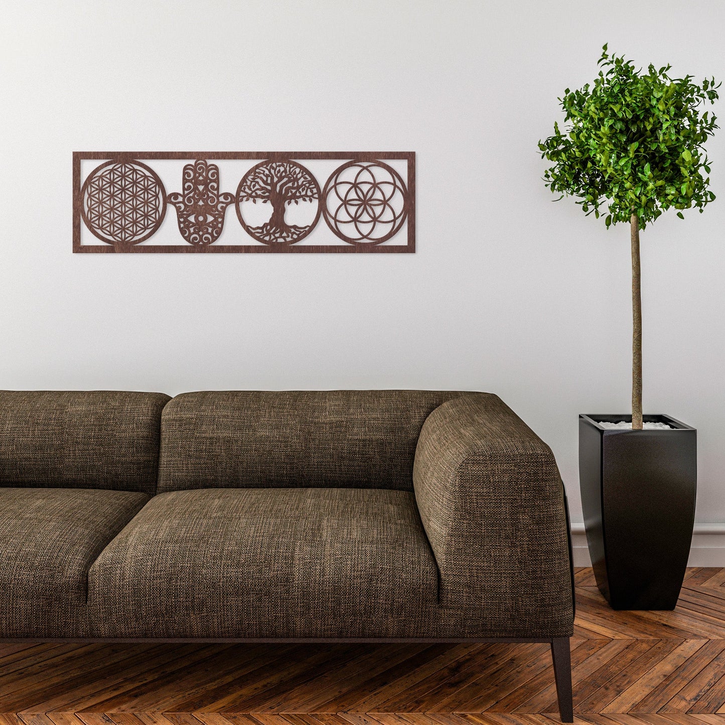 Wandbild "4 Symbole", Querformat aus Holz - Nanino Design Onlineshop -