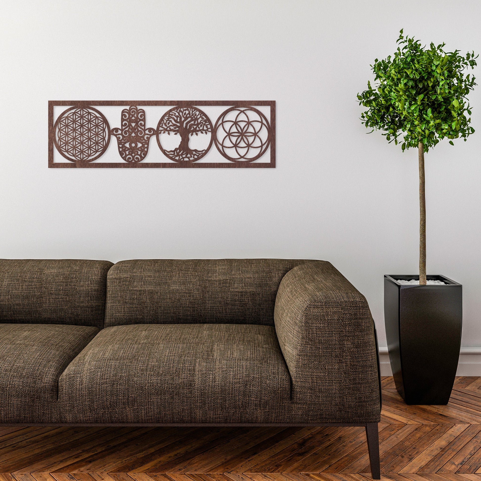 Wandbild "4 Symbole", Querformat aus Holz - Nanino Design Onlineshop -