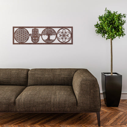 Wandbild "4 Symbole", Querformat aus Holz - Nanino Design Onlineshop -