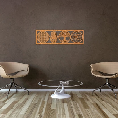 Wandbild "4 Symbole", Querformat aus Holz - Nanino Design Onlineshop -