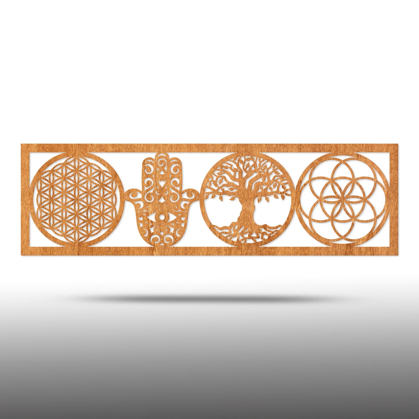 Wandbild "4 Symbole", Querformat aus Holz - Nanino Design Onlineshop -