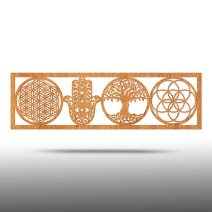 Wandbild "4 Symbole", Querformat aus Holz - Nanino Design Onlineshop -