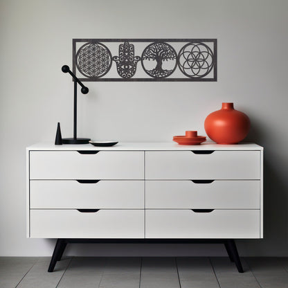 Wandbild "4 Symbole", Querformat aus Holz - Nanino Design Onlineshop -