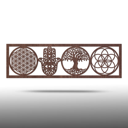 Wandbild "4 Symbole", Querformat aus Holz - Nanino Design Onlineshop -