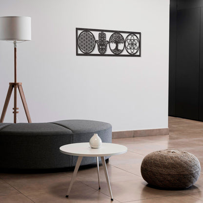 Wandbild "4 Symbole", Querformat aus Holz - Nanino Design Onlineshop -