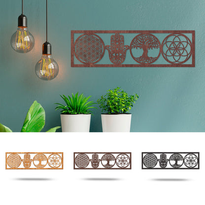 Wandbild "4 Symbole", Querformat aus Holz - Nanino Design Onlineshop -