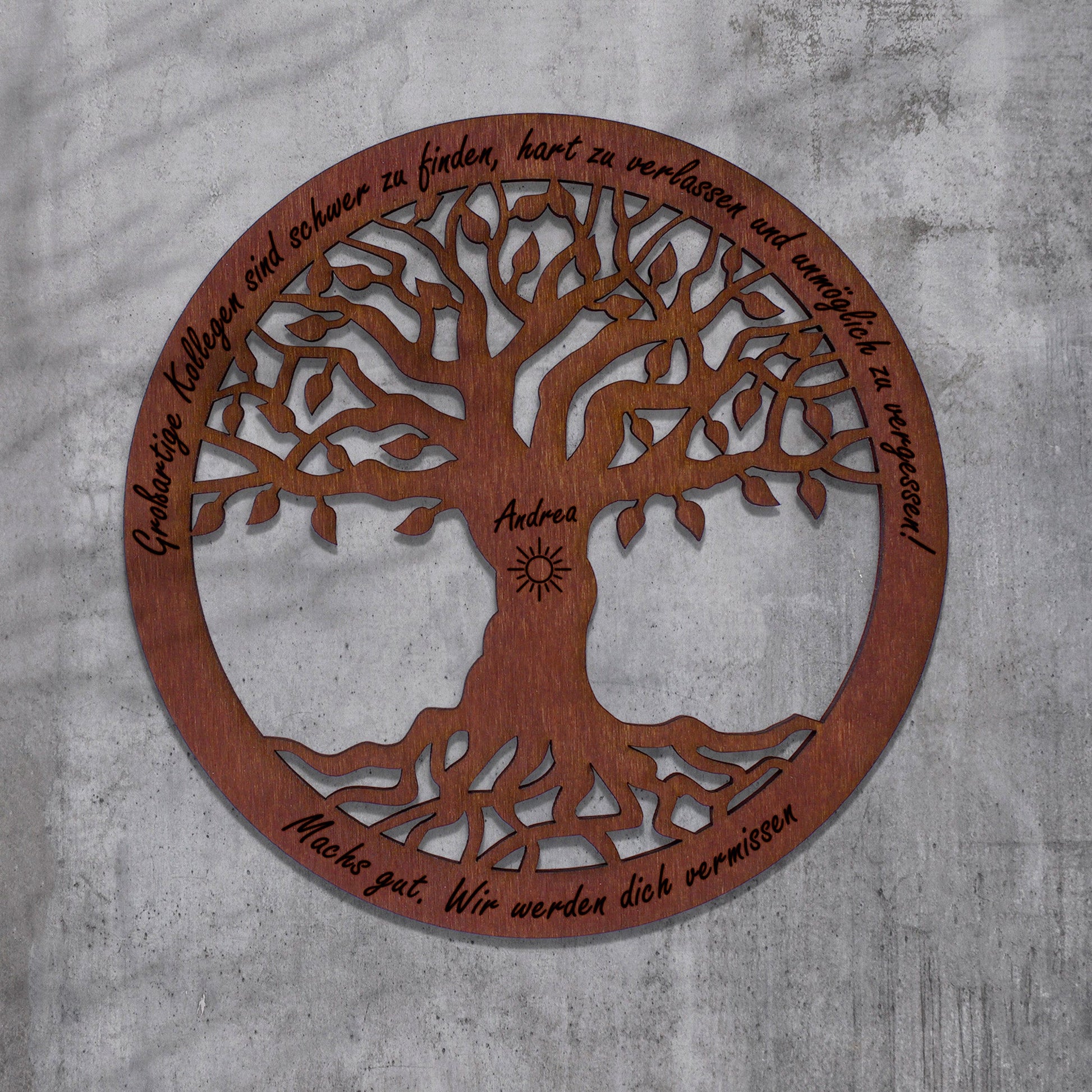 Wandbild Baum des Lebens "Abschied Arbeit", personalisiert - Nanino Design Onlineshop -
