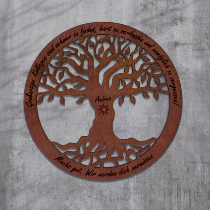 Wandbild Baum des Lebens "Abschied Arbeit", personalisiert - Nanino Design Onlineshop -