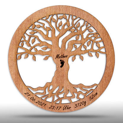 Wandbild Baum des Lebens "Geburt/Taufe", personalisiert - Nanino Design Onlineshop -