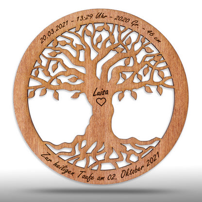Wandbild Baum des Lebens "Geburt/Taufe", personalisiert - Nanino Design Onlineshop -