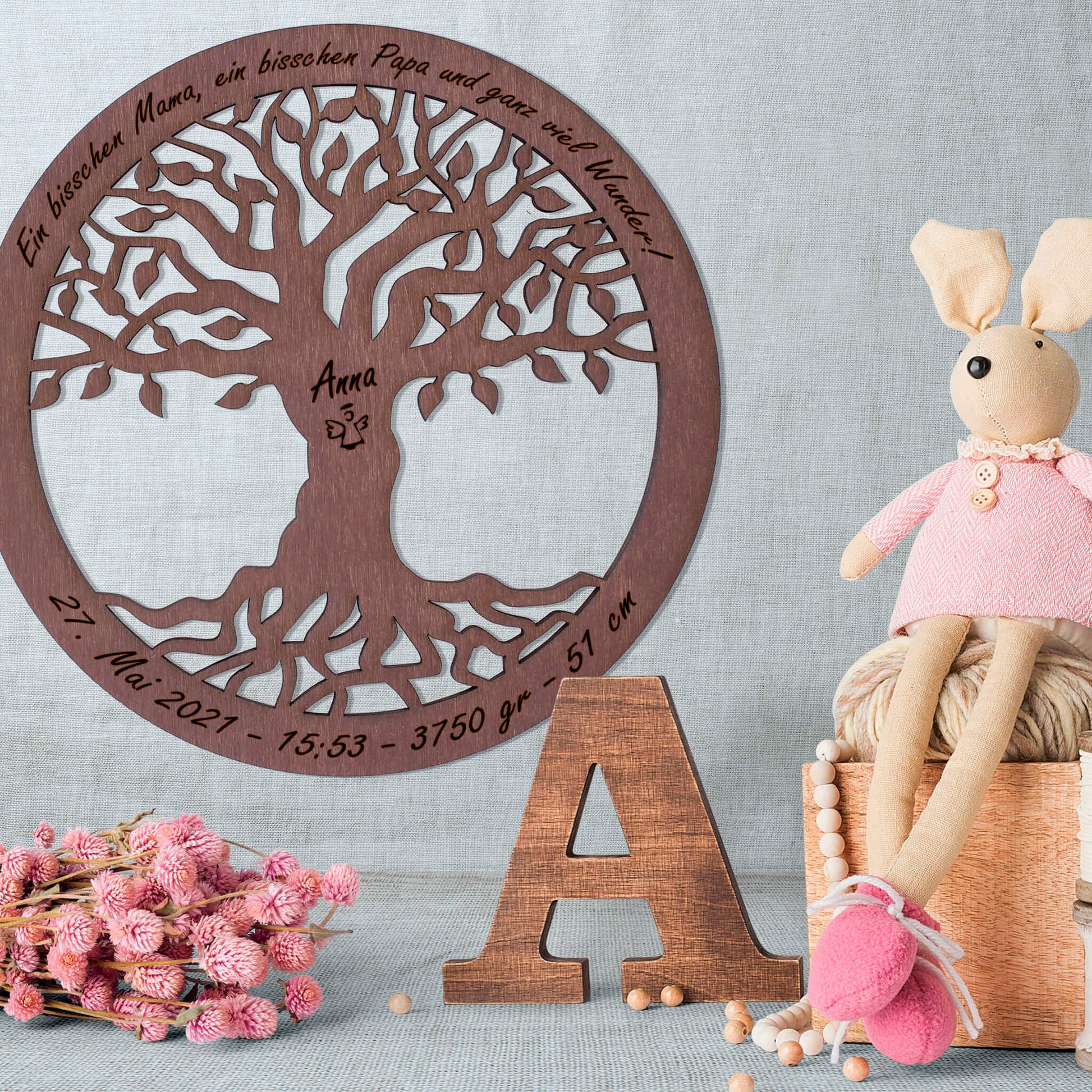 Wandbild Baum des Lebens "Geburt/Taufe", personalisiert - Nanino Design Onlineshop -
