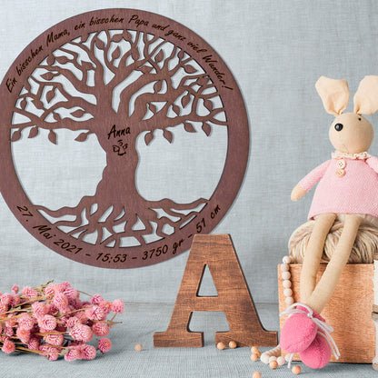 Wandbild Baum des Lebens "Geburt/Taufe", personalisiert - Nanino Design Onlineshop -
