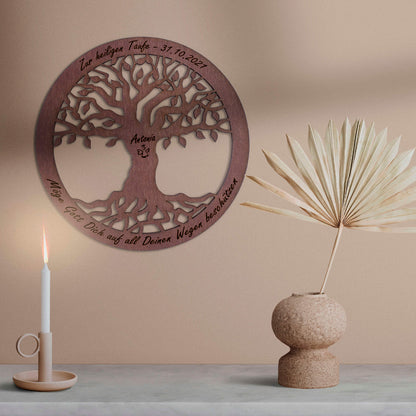 Wandbild Baum des Lebens "Geburt/Taufe", personalisiert - Nanino Design Onlineshop -