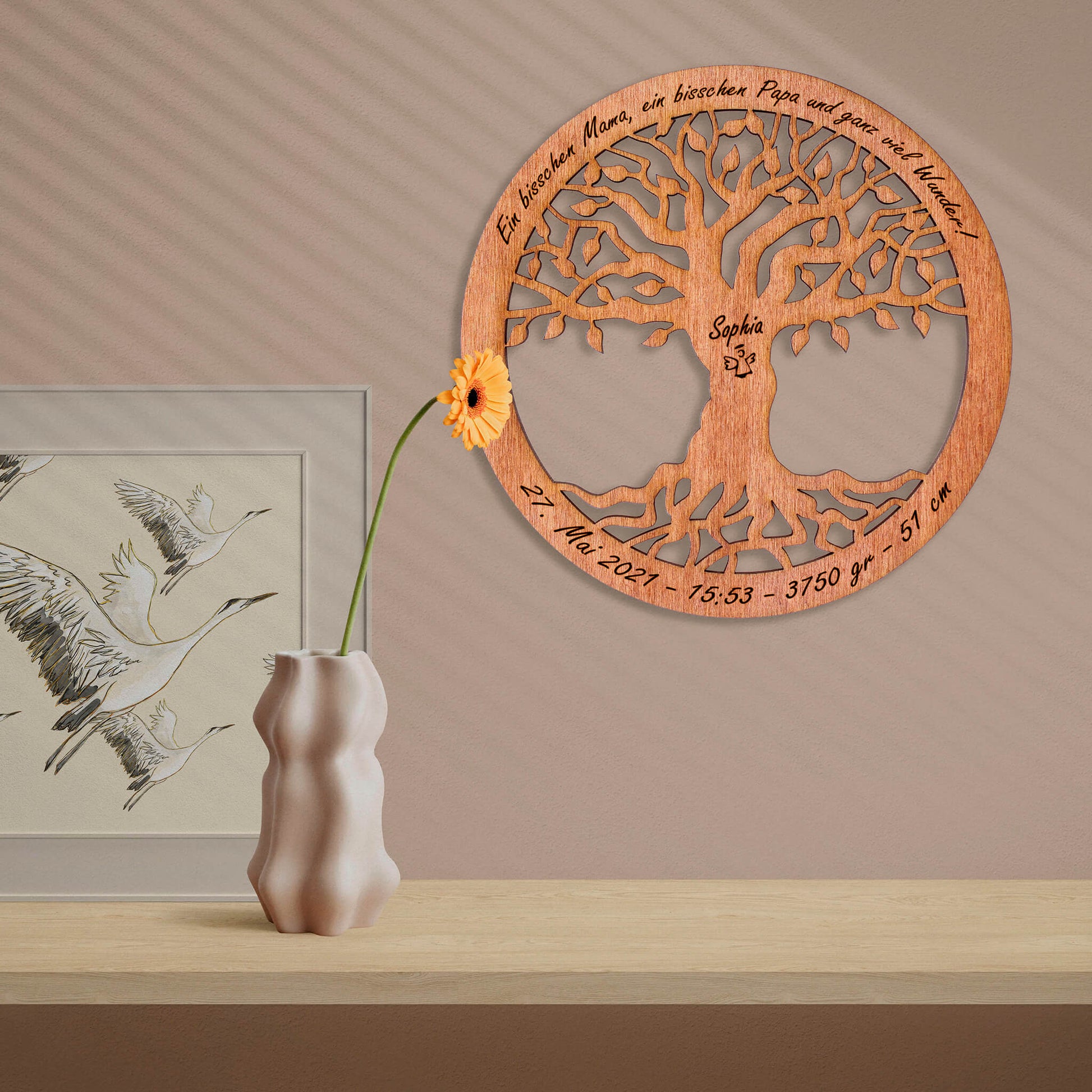 Wandbild Baum des Lebens "Geburt/Taufe", personalisiert - Nanino Design Onlineshop -