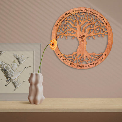 Wandbild Baum des Lebens "Geburt/Taufe", personalisiert - Nanino Design Onlineshop -