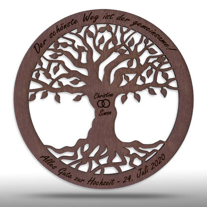 Wandbild Baum des Lebens "Hochzeit / Liebe", personalisiert - Nanino Design Onlineshop -