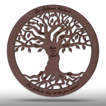 Wandbild Baum des Lebens "Hochzeit / Liebe", personalisiert - Nanino Design Onlineshop -