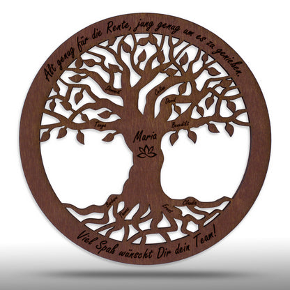 Wandbild Baum des Lebens "Pension/Ruhestand/Rente", personalisiert - Nanino Design Onlineshop -