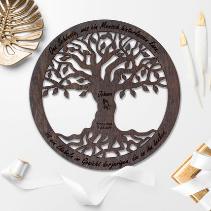 Wandbild Baum des Lebens "Trauer", personalisiert - Nanino Design Onlineshop -
