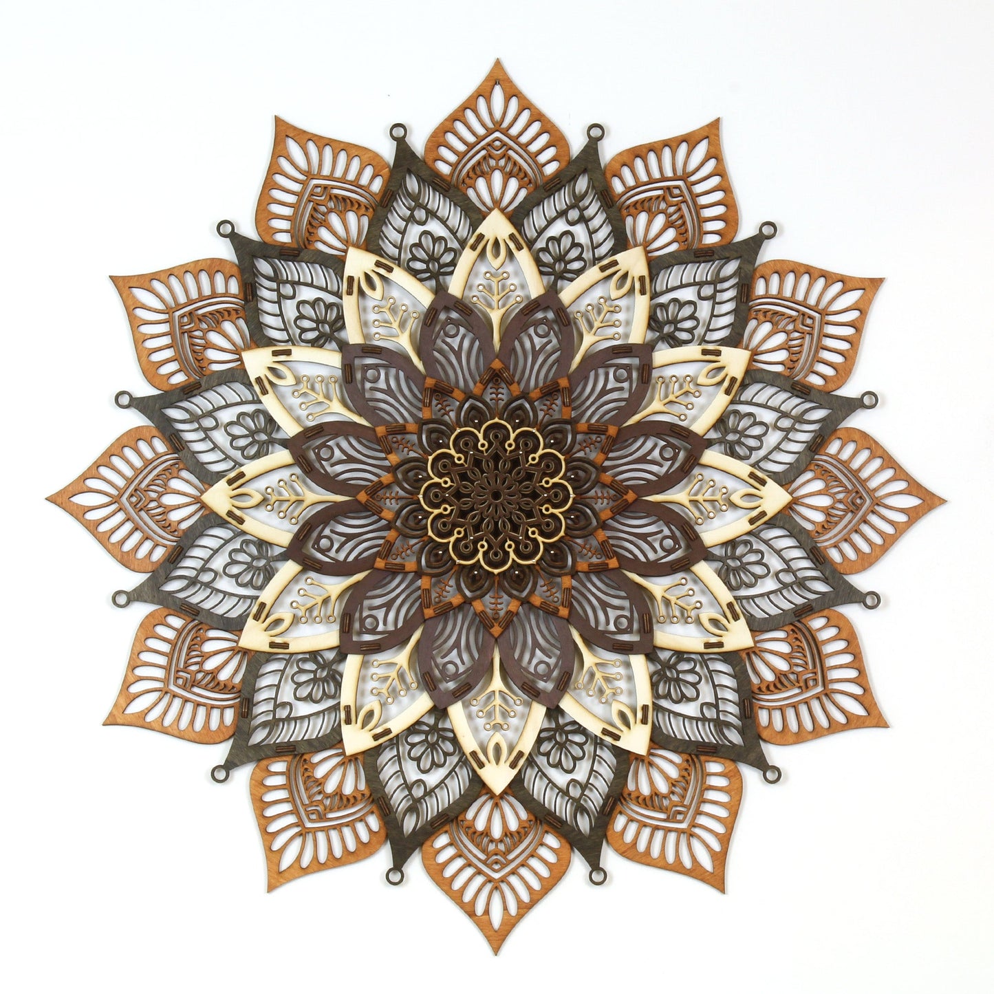 Wandbild Holz "Mandala Naturfarben" 8-lagig, 80cm - Nanino Design Onlineshop -