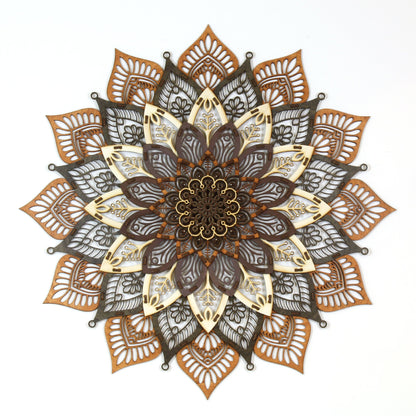 Wandbild Holz "Mandala Naturfarben" 8-lagig, 80cm - Nanino Design Onlineshop -