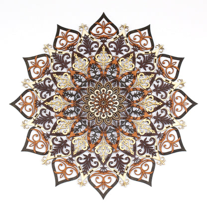 Wandbild Holz "Mandala V2 Naturfarben" 8-lagig, 80cm - Nanino Design Onlineshop -