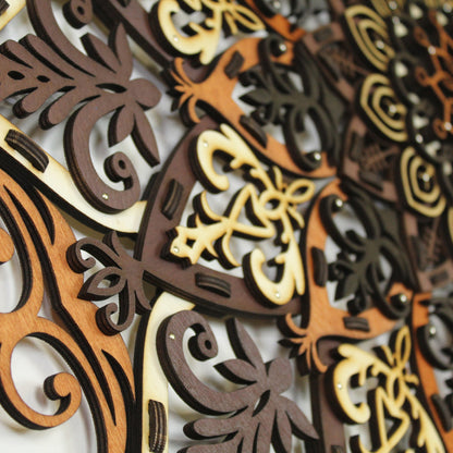 Wandbild Holz "Mandala V2 Naturfarben" 8-lagig, 80cm - Nanino Design Onlineshop -