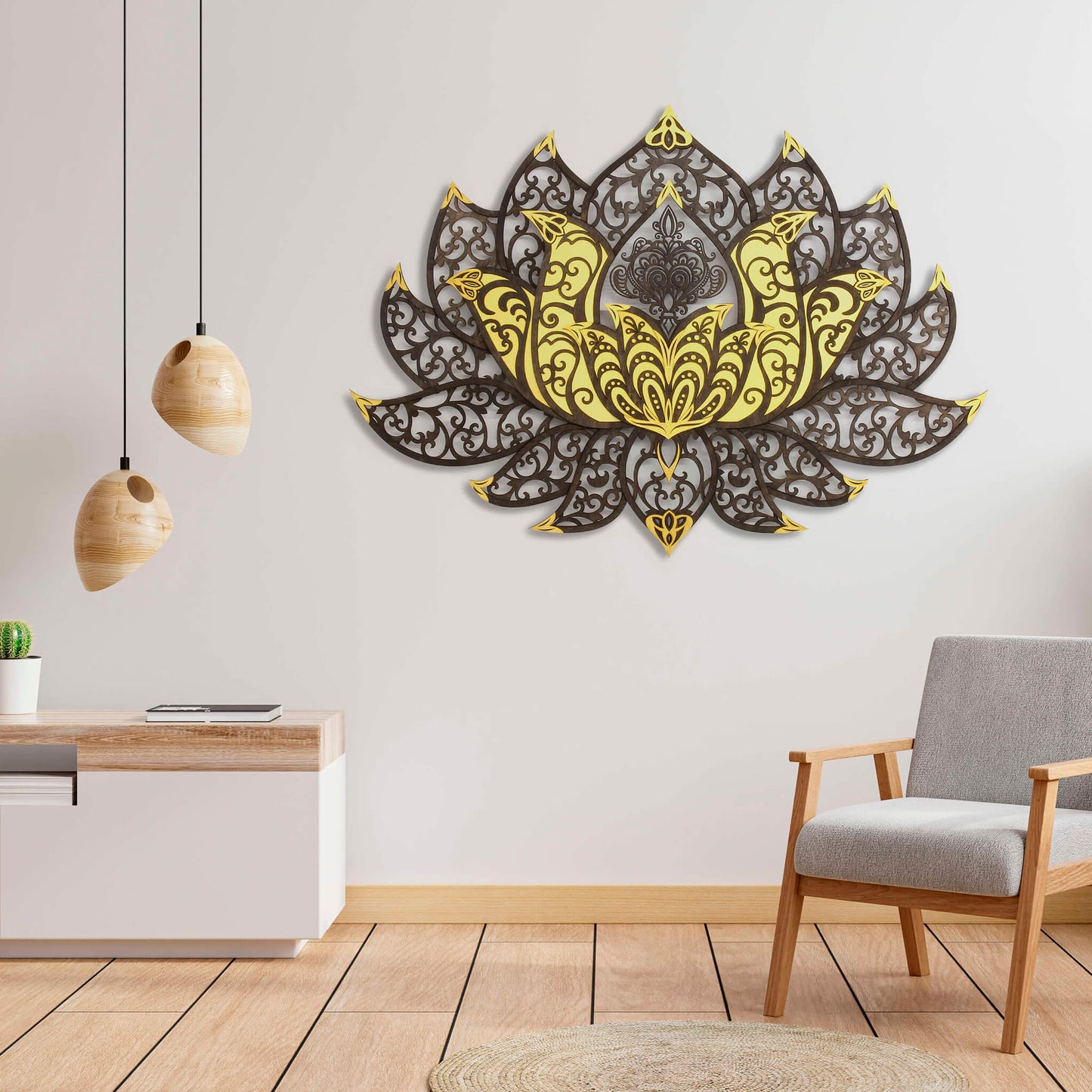 Wandbild XXL Lotusblume Orient "Gold" - Nanino Design Onlineshop -