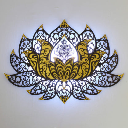 Wandbild XXL Lotusblume Orient "Gold" - Nanino Design Onlineshop -