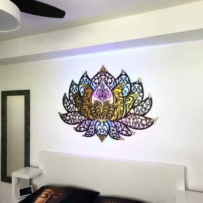 Wandbild XXL Lotusblume Orient "Gold" - Nanino Design Onlineshop -