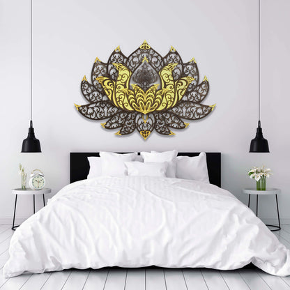 Wandbild XXL Lotusblume Orient "Gold" - Nanino Design Onlineshop -